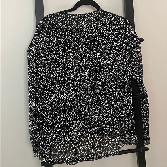All Saints Penny Splash v-neck long sleeve polka dot draped sheer top L - Picture 7 of 7